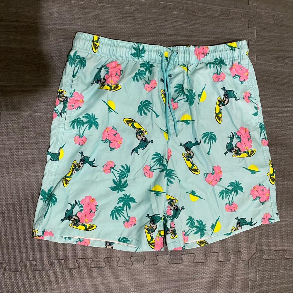 Batman Classic Floral Surf Board Swim Shorts (Medium Size)